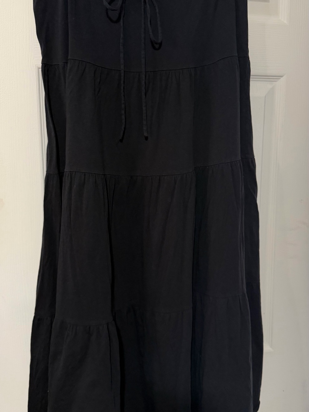Garnet Hill Black Tiered Drawstring Maxi Skirt